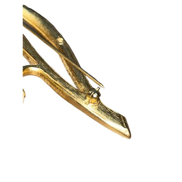 Swarovski Crystal Faux Pearl Brooch Pin Gold Tone Lily of the Valley Signed Swan - Picture 11 of 13